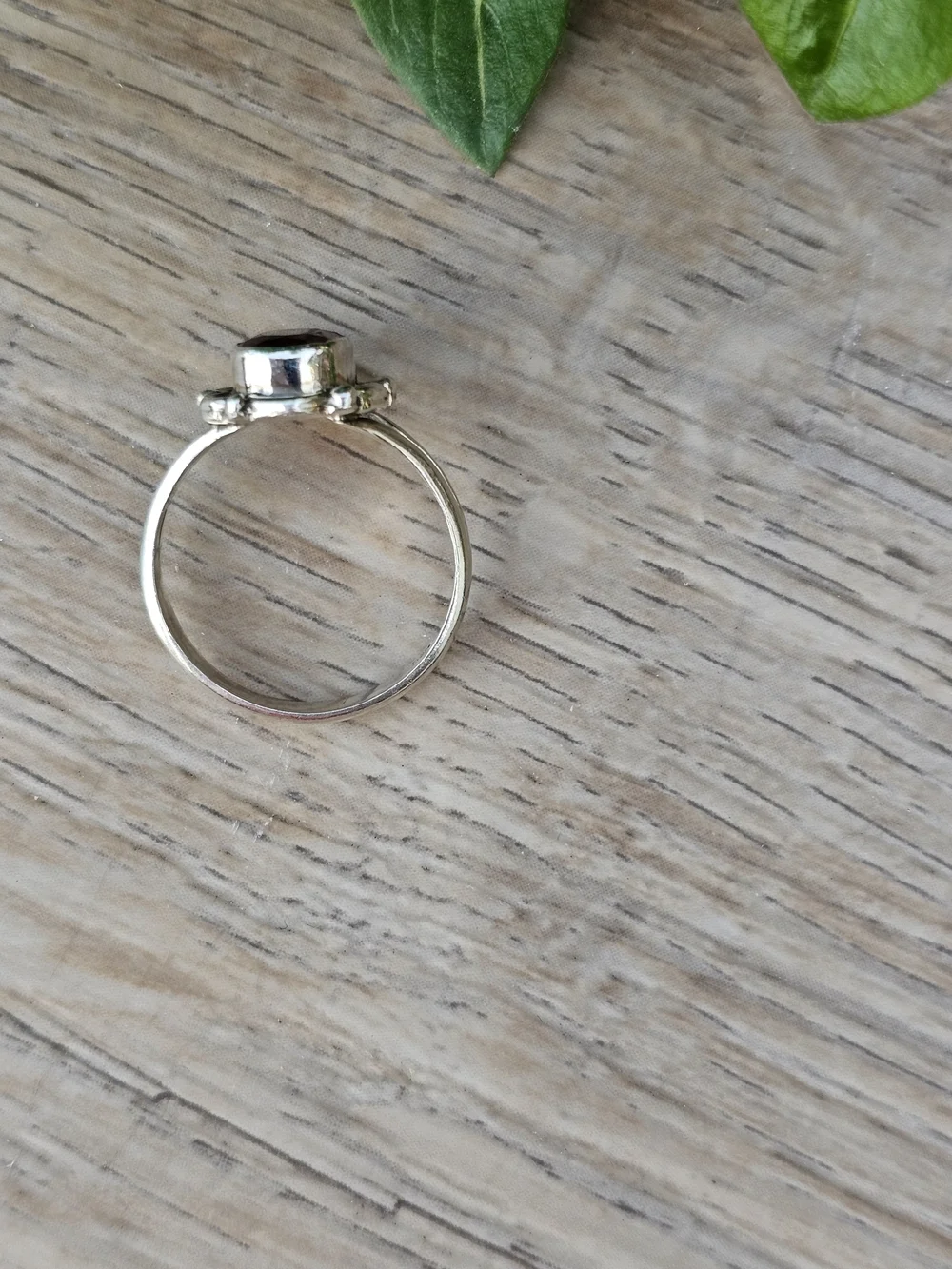 Sterling Silver Garnet-Color Floral Halo Ring
